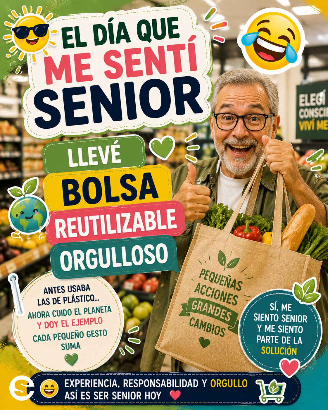 😅 El Día Que Me Sentí Senior😂 🛍 Llevé bolsa reutilizable orgulloso.