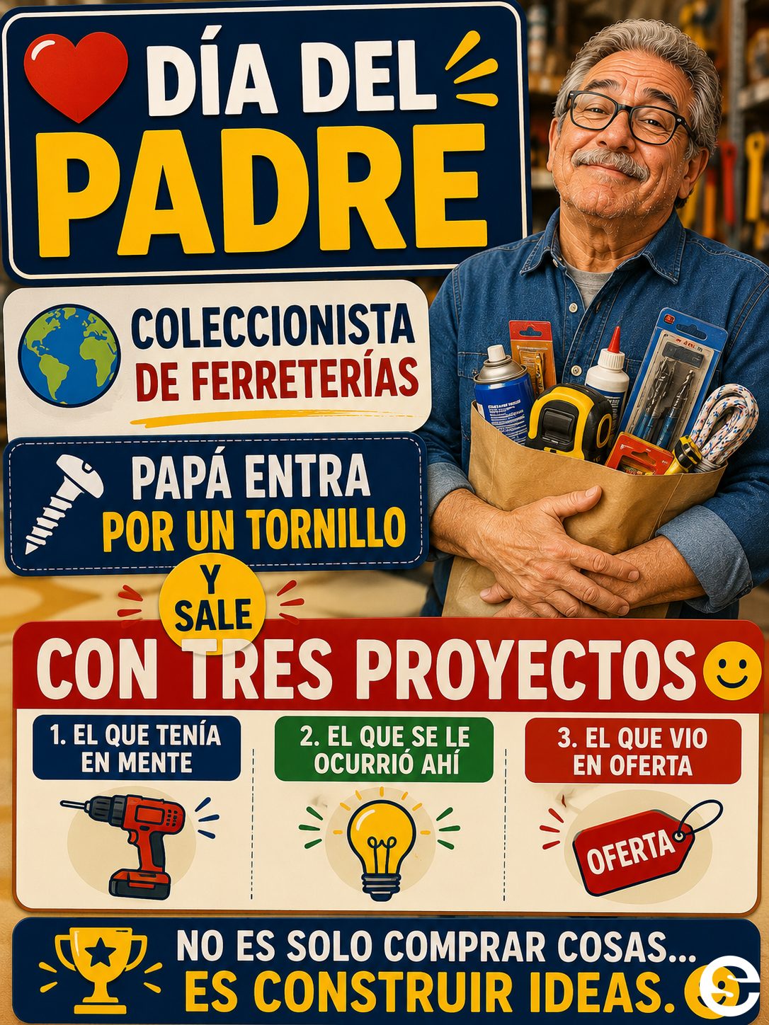 🏭 😍 Coleccionista de ferreterías. Papá entra por un tornillo y sale con tres proyectos..