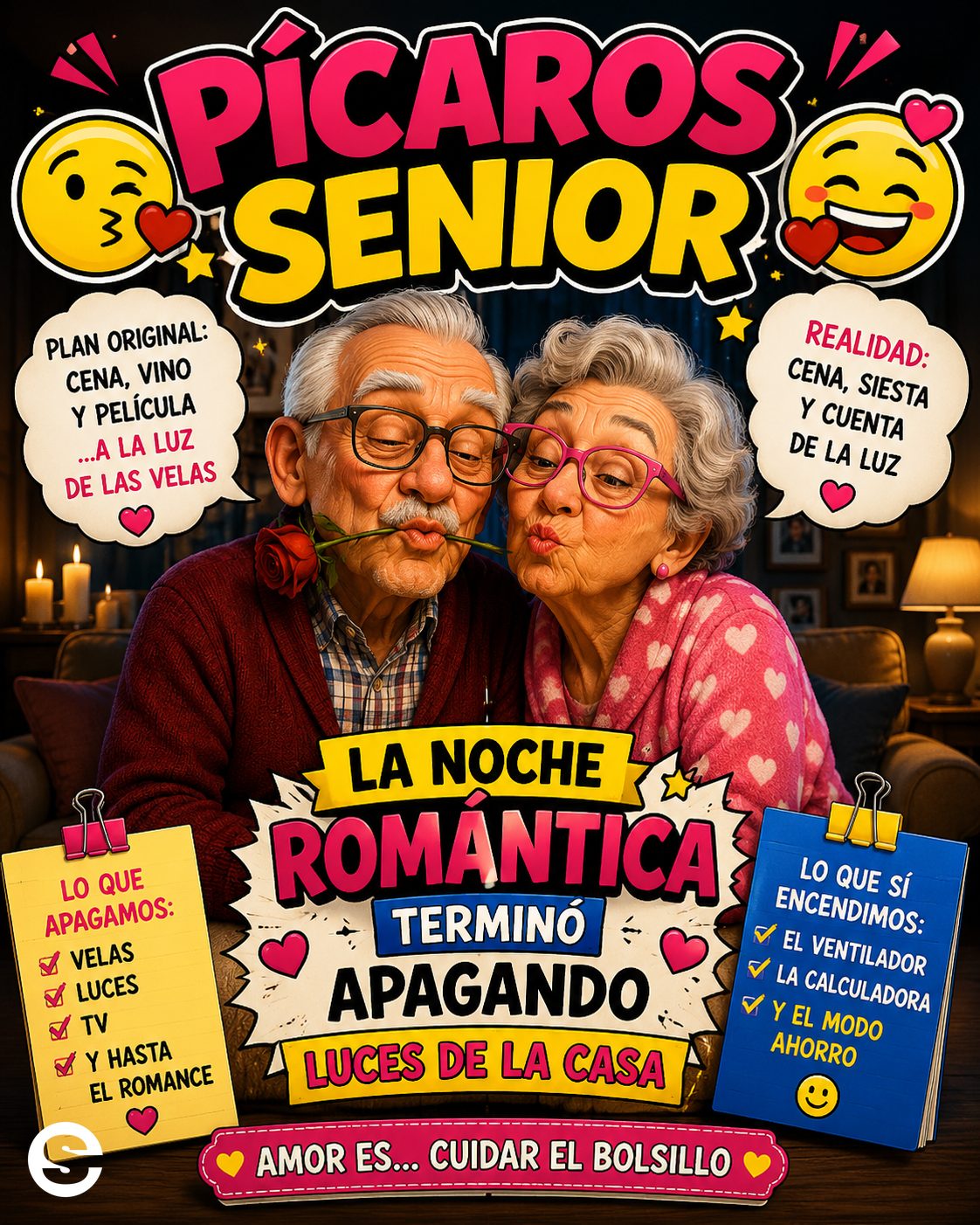 😏 Pícaros Senior🤪 😏 La noche romántica terminó apagando luces de la casa.