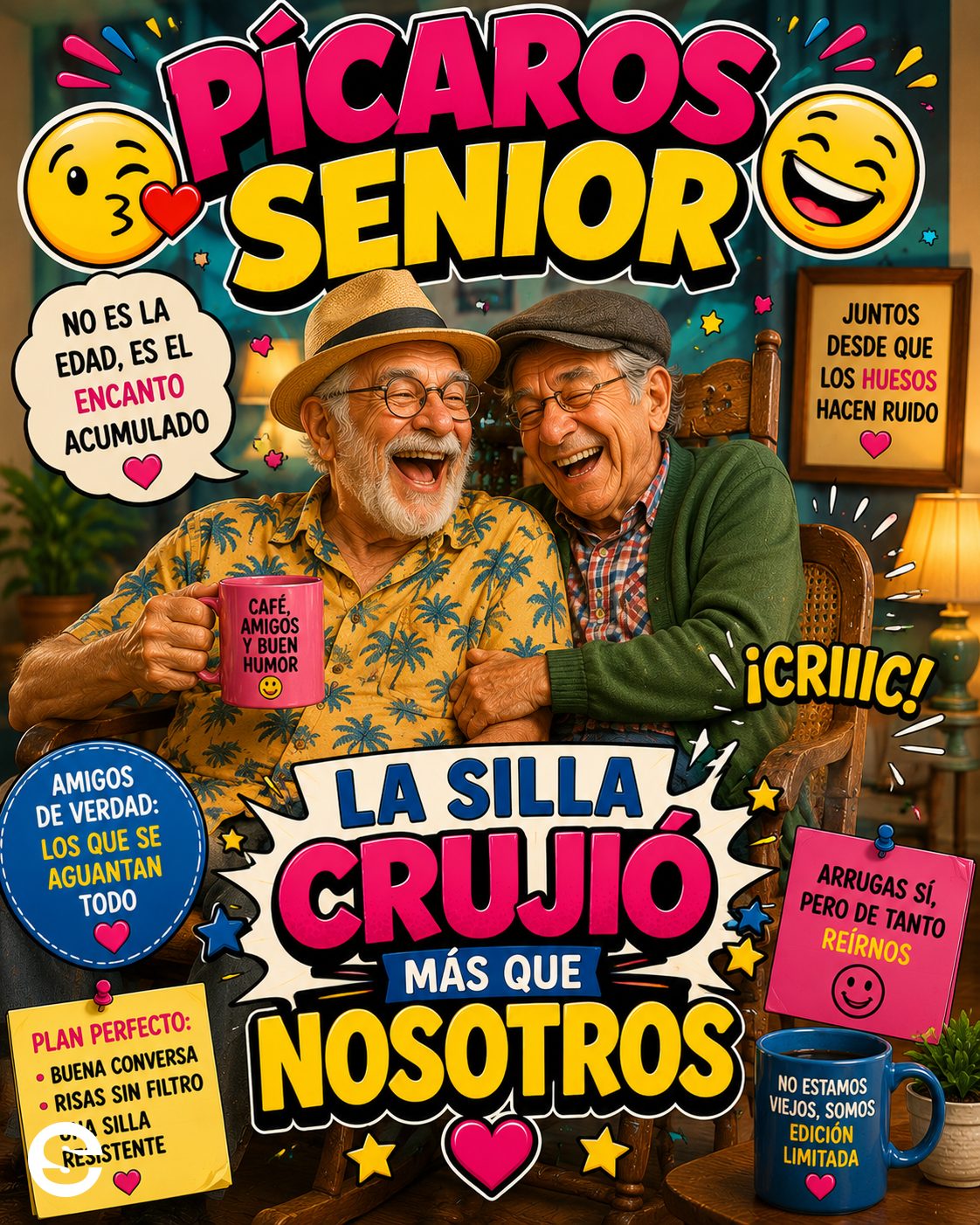 😏 Pícaros Senior😛 😉 La silla crujió más que nosotros.