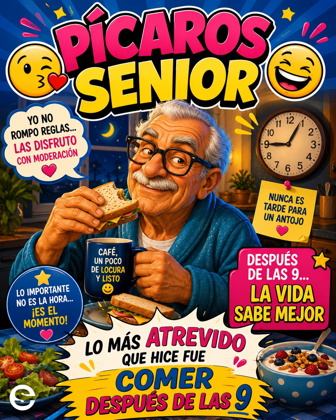 😏 Pícaros Senior😜 🍷 Lo más atrevido que hice fue comer después de las 9.