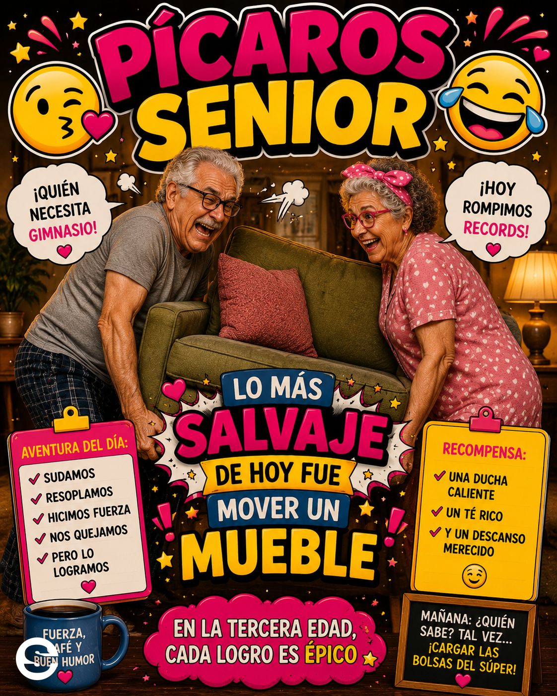 😏 Pícaros Senior😘 🍸 Lo más salvaje de hoy fue mover un mueble.
