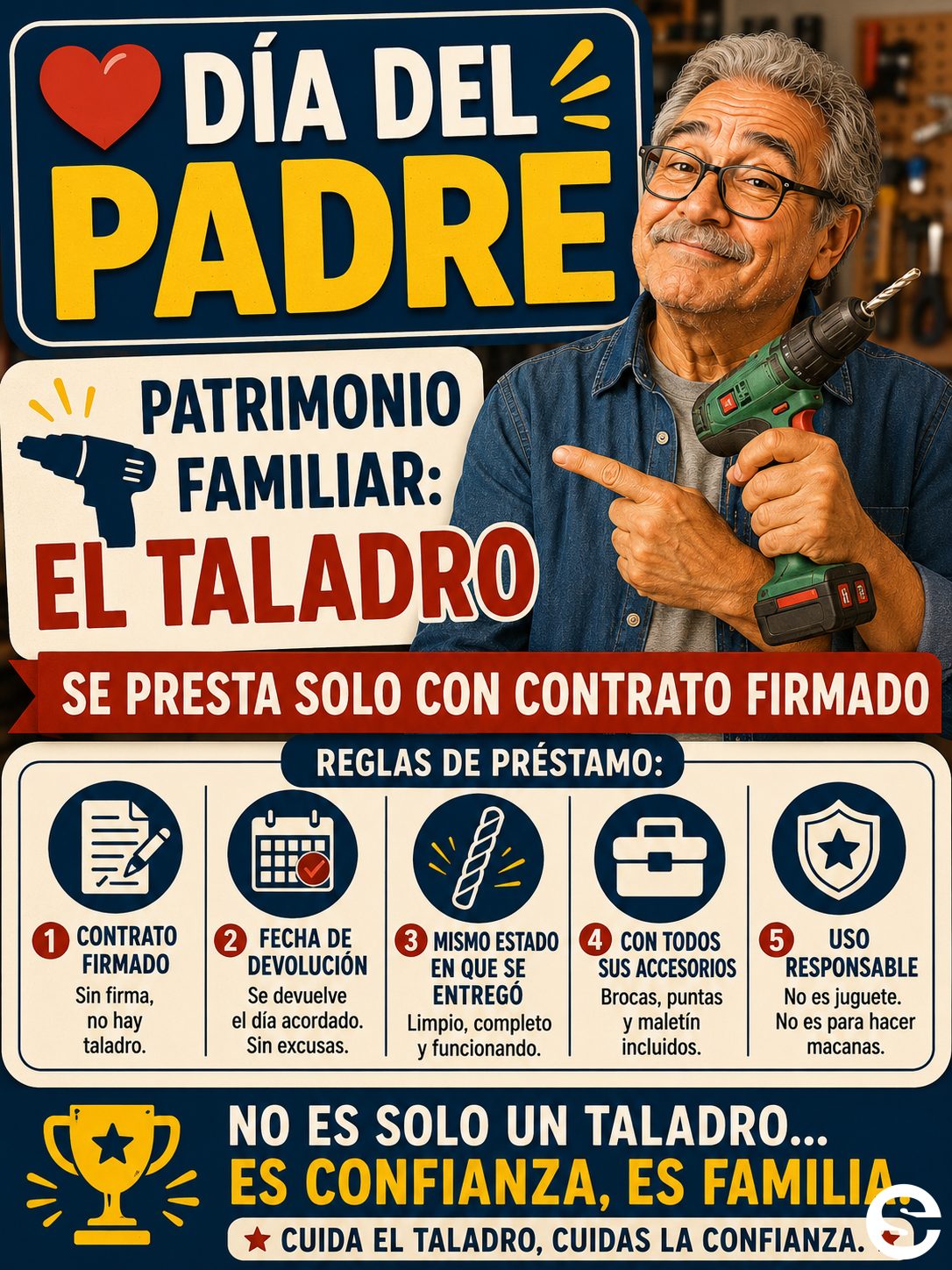 🔧 🏛 Patrimonio familiar: el taladro. Se presta solo con contrato firmado..