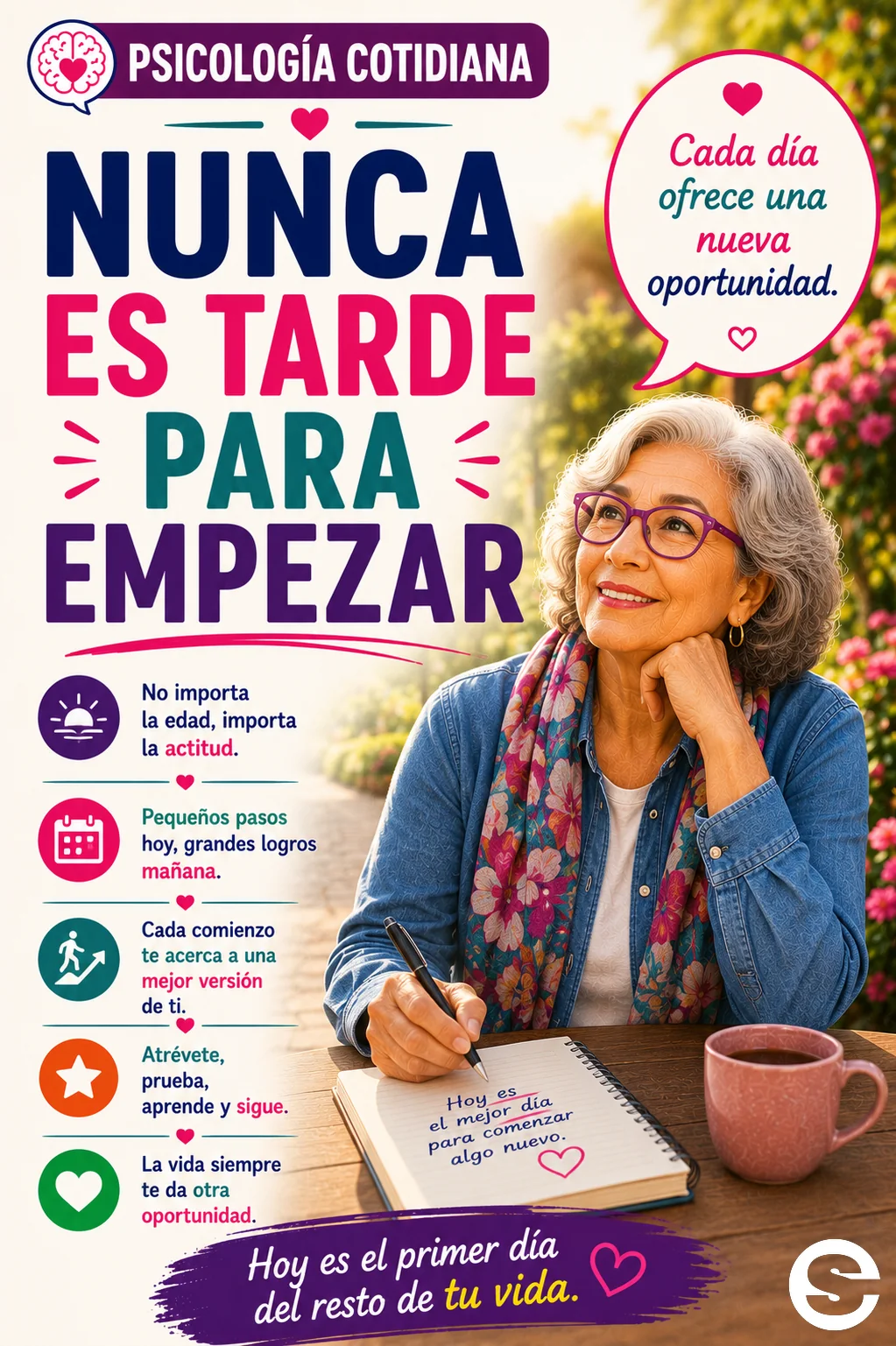 Nunca es tarde para empezar.