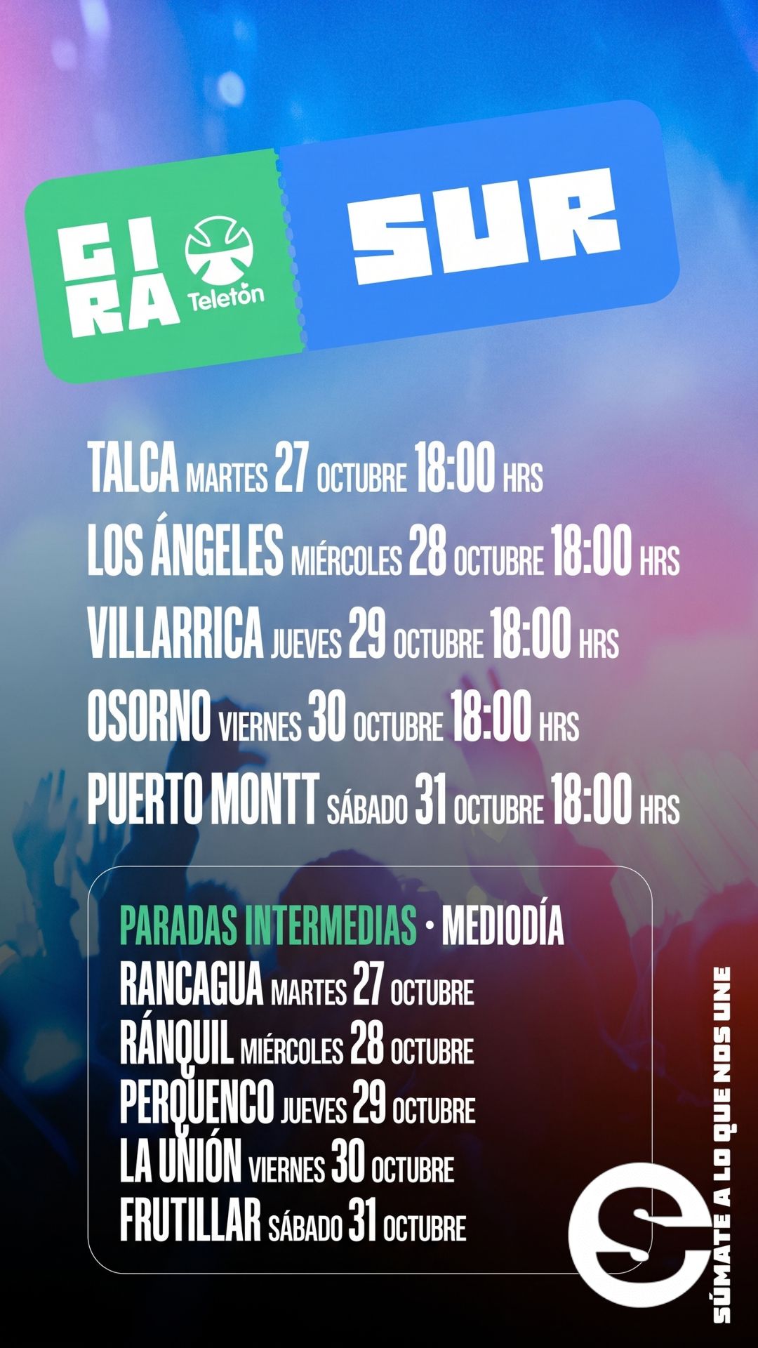 🇨🇱🎡 Gira Teletón sur: música y solidaridad 🎟.