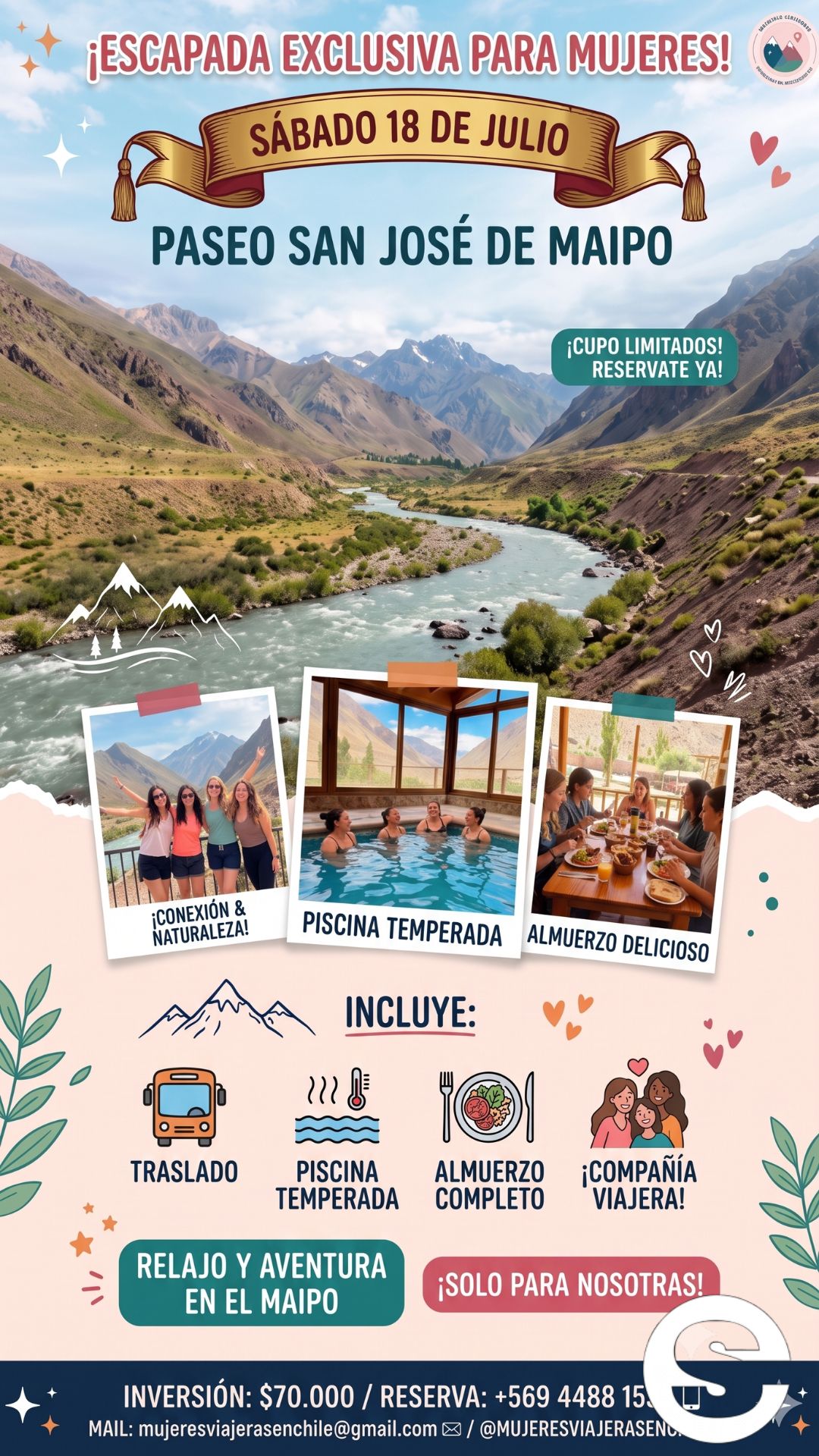 🇨🇱🎡 Paseo San Jose de Maipo escapada exclusiva para mujeres 🎟.