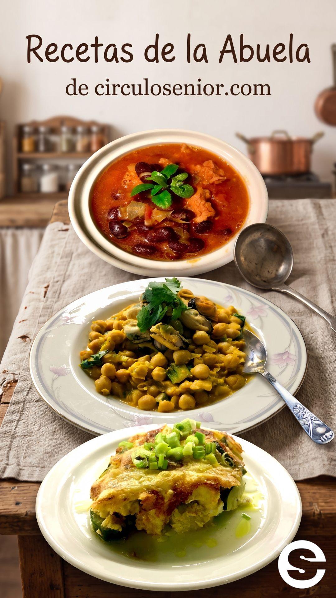 🇨🇱🎡 Recetas de la abuela en circulosenior zapallitos italianos, garbanzos orientales y porotos rojos 🎟.