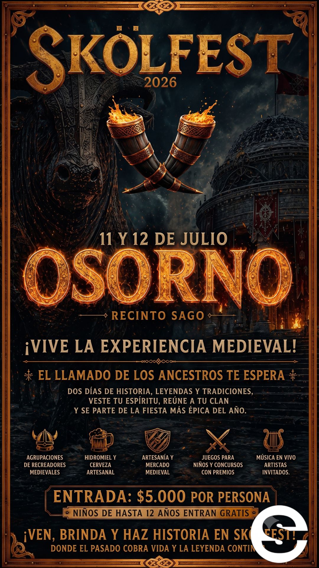🇨🇱🎡 Skolfest Osorno 2026 experiencia medieval recinto sago 🎟.